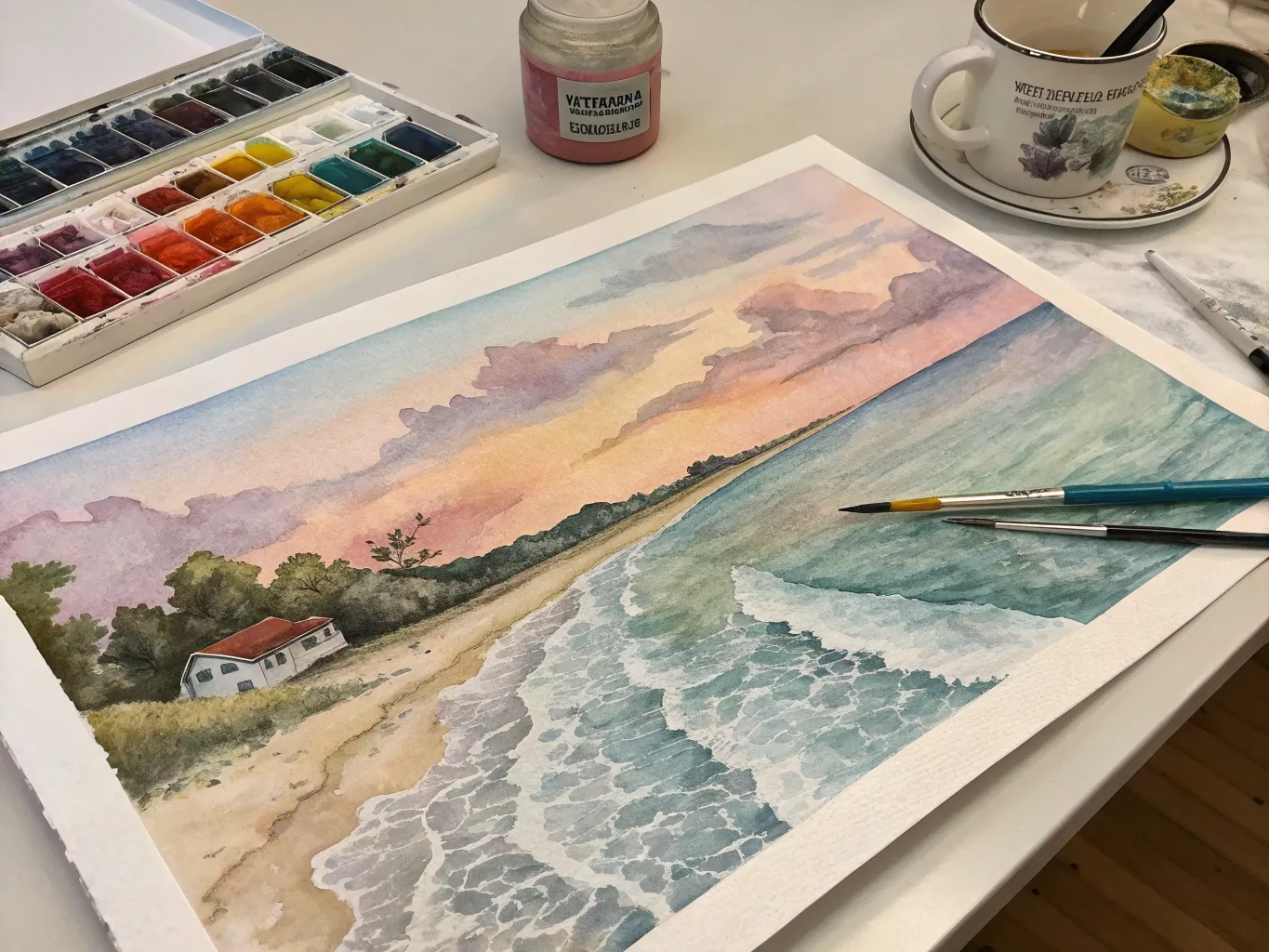 Layered watercolor glazing technique showing depth and transparency