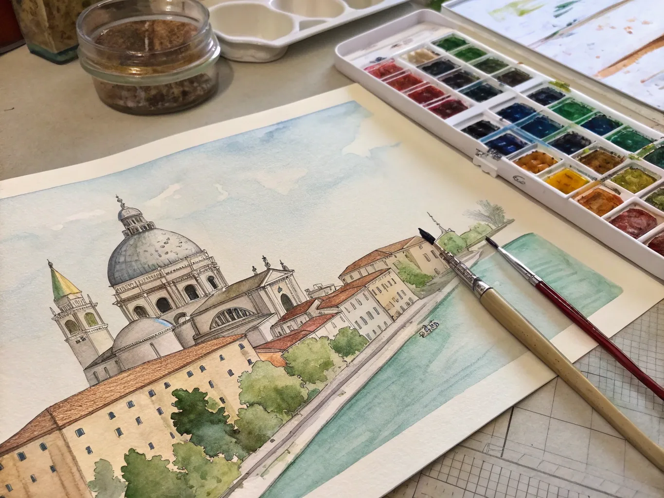 Advanced watercolor techniques demonstration with multiple methods combined